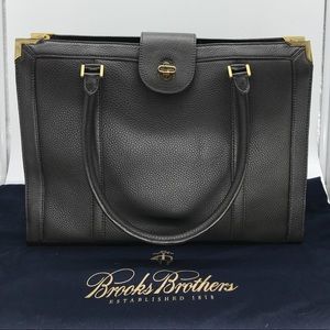 Brooks Brothers Pebble Leather Tote Briefcase